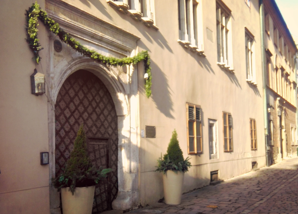 zimozielone girlandy restauracje kraków kanonicza zimą